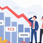 Illustration of falling IT stock market trend.