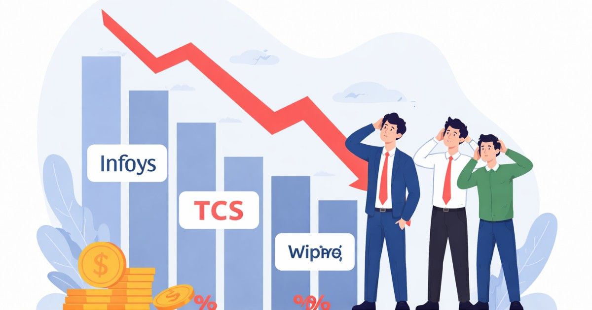 Illustration of falling IT stock market trend.