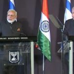 Indian Prime Minister Narendra Modi and Israeli Prime Minister Benjamin Netanyahu at a joint press event.
