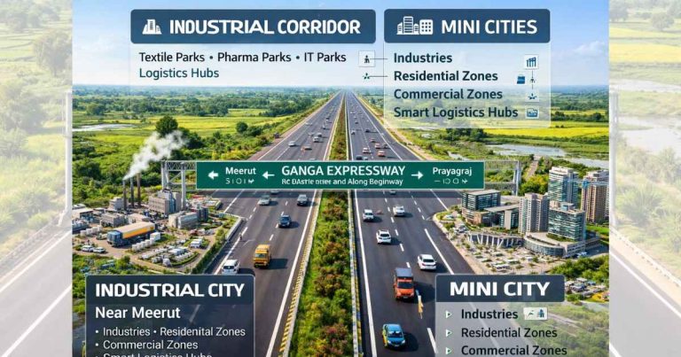 Ganga Expressway mini cities development plan Uttar Pradesh