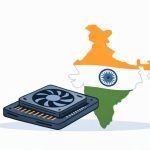 Simple illustration of a GPU with the Indian flag on a white background.