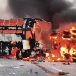 Markapuram bus truck accident scene Andhra Pradesh