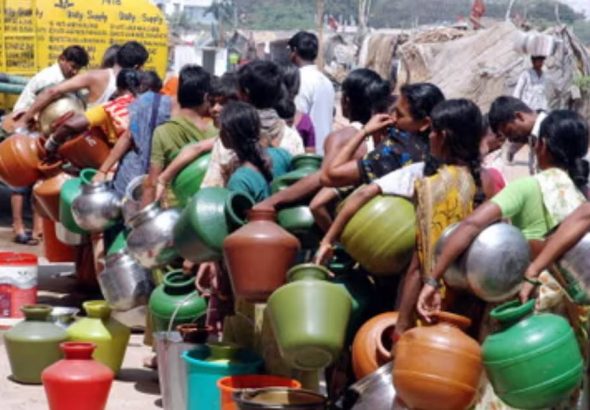 Water tankers supplying drinking water in Hyderabad during peak summer demand
