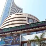 Stock market screen showing Sensex decline amid global geopolitical tensions