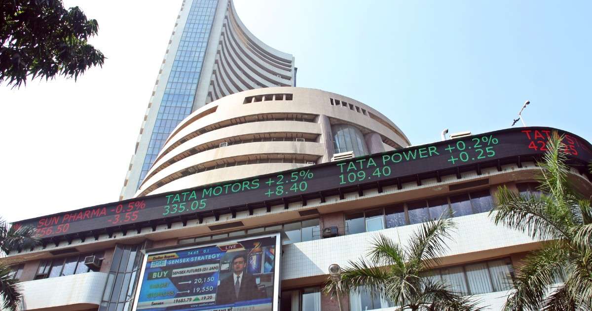 Stock market screen showing Sensex decline amid global geopolitical tensions