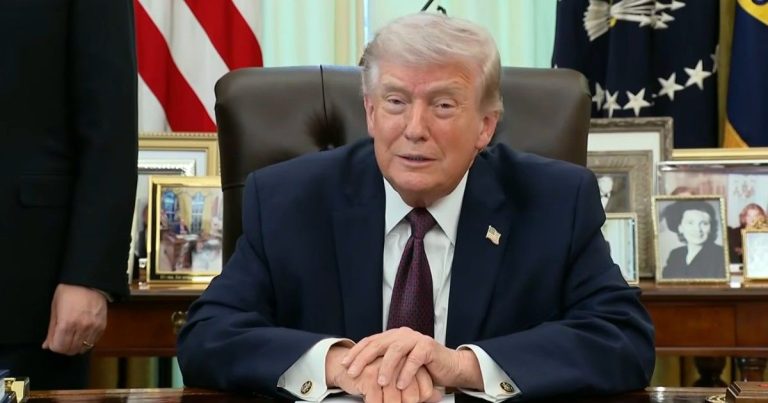 Donald Trump speaking at the White House about Iran war timeline